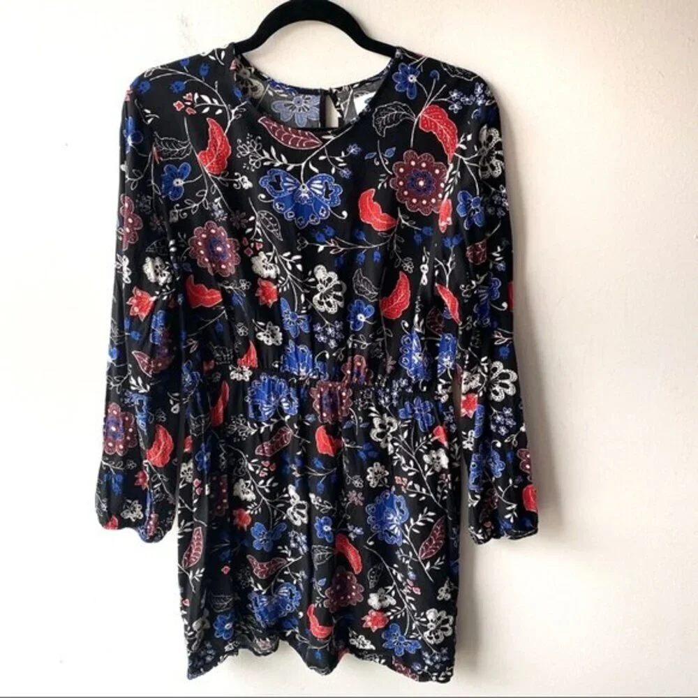 Old Navy Floral Mini Dress - Black, Blue, Red - Picture 1 of 6